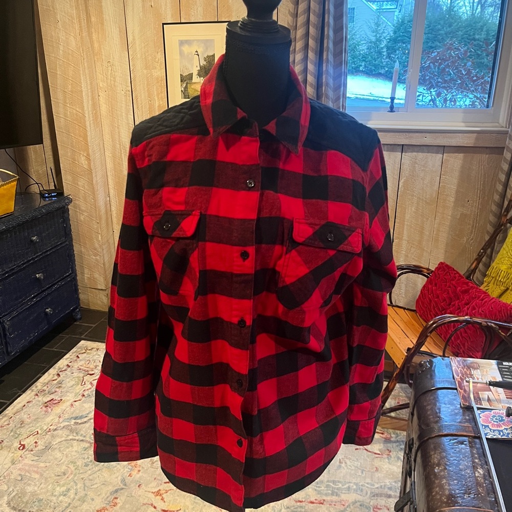 Red and Black Plaid Button-Up Shirt